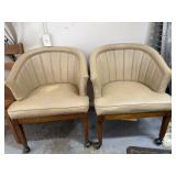 Pair of Office Beige Chairs on Rollers Need