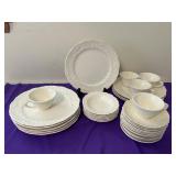 Rose Point, beautiful dishes with edging. 10