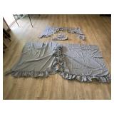 Country blue ruffled curtains. Needs pressed