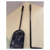 Vintage Metal Fireplace Shovel and L Shape Poker.