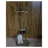 Vintage Antique Brass Fireplace Set.  Stand,