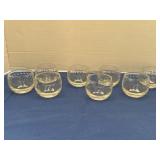 Eight vintage MCM roly poly lowball glasses,