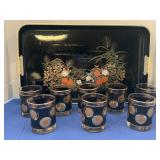 Toyo tray with eight MCM lowball/rocks glass from