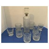 Vintage clear, glass liquor decanter, with