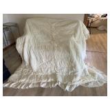 Full size, Cream comforter with ruffled edges,