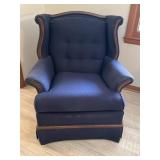 MCM Navy Wingback chair.  35' W 42'D 39'T must