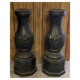 Pair of heavy decorative cement pedestals. 26ï¿½T.