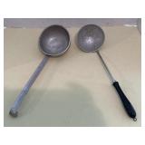 Two Vintage Aluminum Dippers.  One has Black