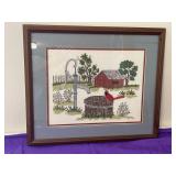 Framed cross stitch   19.5x17
