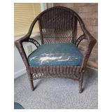 Vintage Brown Wicker Chair and cushion. Matches