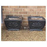 Two Concrete Square Planters, painted Black, 14'