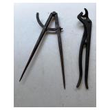 Vintage Caliper and  Farrier Nail Horseshoe
