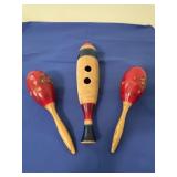 Rhythm band color wooden guiro and a pair of