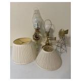 Vintage brass wall hanging lights & shades
