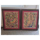 Vintage Pair of Wood Framed Mexican Folk Art