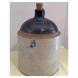 Antique two-toned Stoneware Crock Jug.  Cork