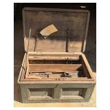 Antique Tool Box with Tray and contents Has