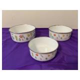 Set of three,  vintage, enamel nesting bowls
