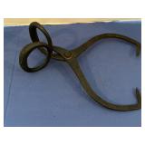 Vintage cast iron ice block tongs