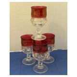 Vintage Kings Crown Thumbprint Ruby Flash goblets