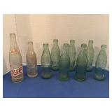 Vintage green glass, Coke soda bottles, vintage