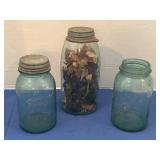 Two vintage Ball Perfect Mason, blue jars &