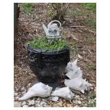 Ceramic Planter, painted Black, Decorative