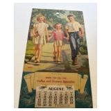 Jewel Tea Co Advertising 1943 Calendar missing