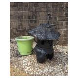 Concrete Pagoda Decor, painted Black, plastic