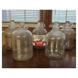 Five, vintage vinegar jugs