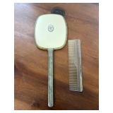 VINTAGE silver tone  VANITY MIRROR-COMB SET