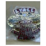 Vintage Lyall Harley Davidson jacket pin . Out of