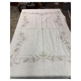 Vintage Tablecloth Ivory With Hand Embroidery