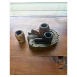 Vintage Horseshoe pipe stand with pipe boles lot
