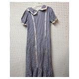 vintage hand made  blue and white gingham prairie