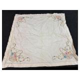 vintage, hand-embroidered floral tablecloth or