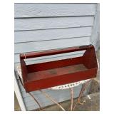 vintage Red Metal Tool Carrier Tote Tray,