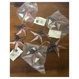 Lot of 7 Patriotic Flag star ornaments, 3 1/4' x