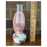 VTG Mini  Rose Porcelain Base Kerosene Oil Lamp