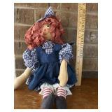primitive style Raggedy Ann doll with a