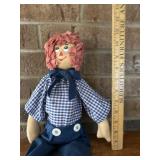 primitive style Raggedy Andy doll with a