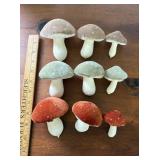 Velvet Paper Handmade Mushroom Toadstools Lot of