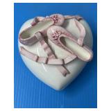 Vintage, porcelain heart shaped trinket box