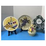 Cabernet hand painted plate, clock, Sonoma &