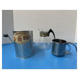 MCM Corning glass coffee carafe, Bromwell Crank