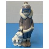 Retired Lladro, Eskimo Boy with Pet