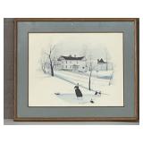 Framed artwork, Brower Homestead, signed by P.