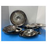 Large lot of silver plated trays