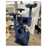 Blue flush cat tower.   23x31x54.  Needs cleaned