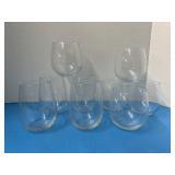 Nine, stemless wine glasses